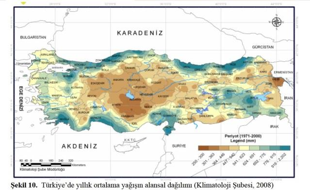 Türkiye de Yıllık Güneşlenme Süresi Dağılışı Türkiye de Yıllık Güneşlenme Süresi Türkiye de Yıllık Yağışın