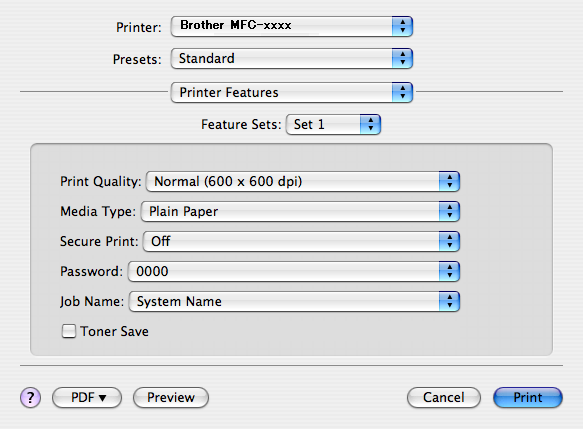 Yazdırma ve Fakslama Yazıcı Özellikleri 8 (Mac OS X 10.4.