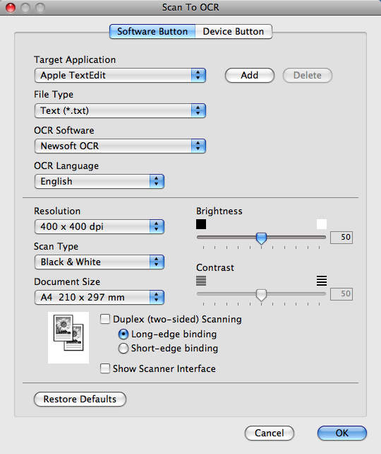ControlCenter2 OCR (kelime işlem programı) 10 Scan to OCR (OCR a Tarama) grafik sayfası görüntü bilgilerini, herhangi bir kelime işlem uygulamasıyla düzenlenebilecek metne dönüştürür.