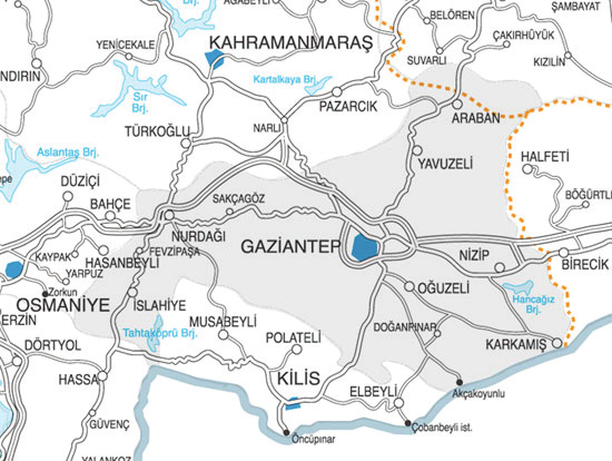 Gaziantep ili Mersin-Diyarbak r Otoyolu hatt nda bulunmakta olup günümüzde varolan Gaziantep-Şanl urfa Otoyolu Projesi, bölge s n rlar içerisinde yer almaktad r.