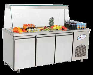 Yatay Buzdolaplar Servis Serisi Counter Refrigerators Service Series Ölçü Detayları Dimension Details CGN3-4SGC-H Gastronom kaplar fiyata dahil değildir.