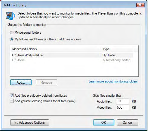 Add To Library (Arşive Ekle) penceresinde yeni eklenen klasör gösterilir.
