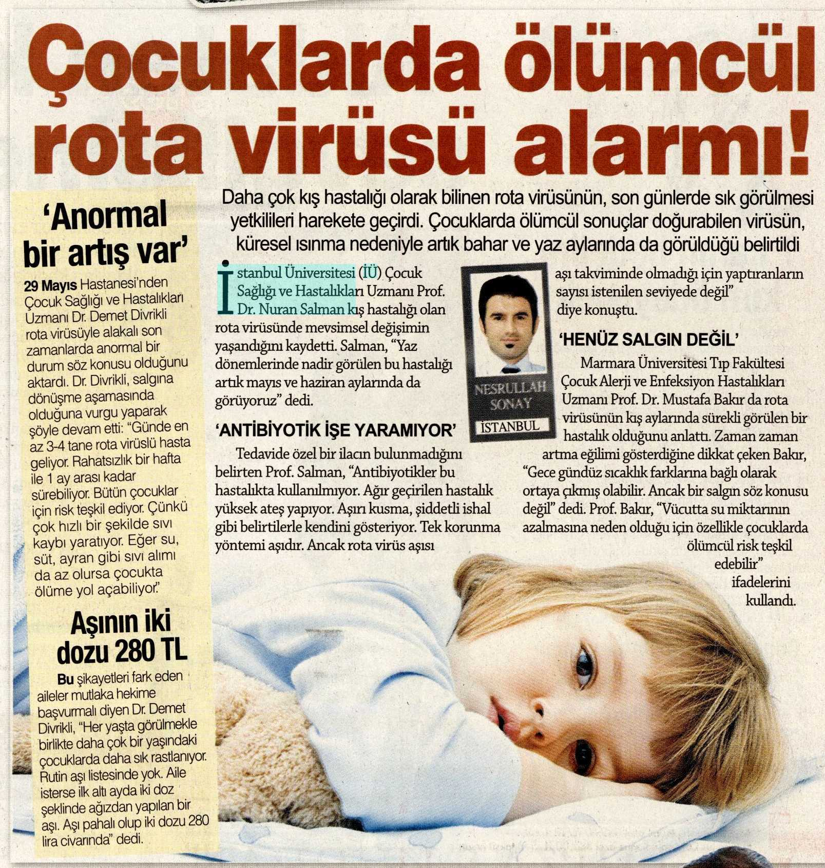 ÇOCUKLARDA ÖLÜMCÜL ROTA VIRÜSÜ ALARMI!