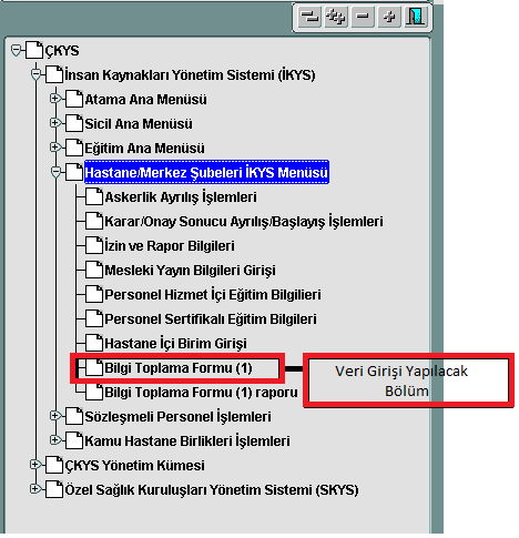 BİLGİ TOPLAMA FORMU KULLANIM BİLGİLERİ 1-SİSTEME GİRİŞ Tarafınıza verilmiş olan ÇKYS şifresi ile giriş yapılmalıdır.