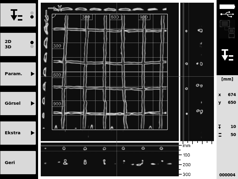 5.3 Projeler ve veri yönetimi Bir proje içerisinde aynı anda Ferroscan ve X-Scan verileri yönetilebilir. 5.3.1 PS 1000 X-Scan projelerinin ve verilerinin yönetilmesi 4 "Projeler" alt menüsünde