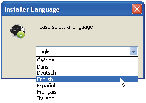 İlk kullanım ayarı Philips Songbird yazılımının Kurulumu Oynatıcıyı bir PC ye ilk kez bağladığınızda, bir açılır ekran görüntülenir: 1 Dil ve ülke seçimini yapın.