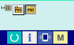16-2 Kısa yol düğmesiyle seçme 1 Veri girişi ekran görünümüne ya da dikiş ekranı görünümüne geçin.