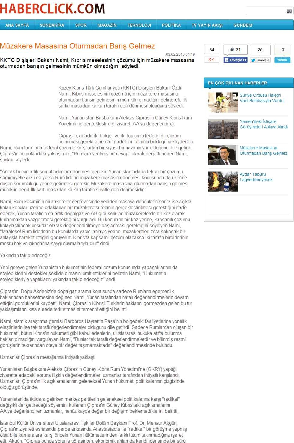 Portal Adres MÜZAKERE MASASINA OTURMADAN BARIS GELMEZ : www.haberclick.