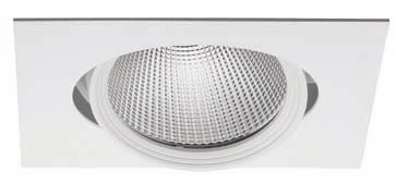 PRIDE Ankastre aygıtlar / Recessed luminaires Metal dış çerçeve ve alüminyum profil gövde Alüminyum enjeksiyon soğutucu Polimer iç çerçeve Dikey eksende 20 ve yatay eksende 360 yönlendirilebilir