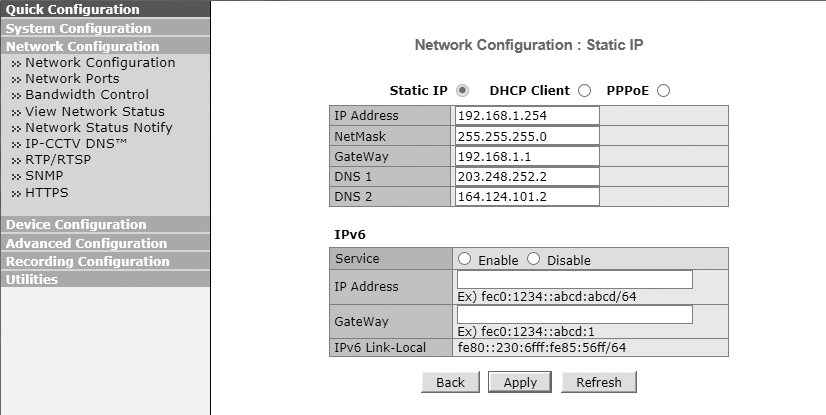 Statik bir IP adresi atamak için, statik IP seçeneğini seçin ve IP adresi, ağ maskesi, ağ geçidi,