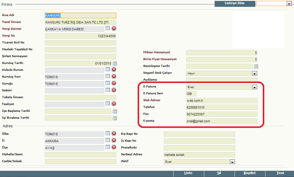 Bu alanlara veri girişi yaparak Kaydet butonuna basınız. ÖNERİ: Düzenleyeceğiniz e-faturaların belge serilerini ayırırsanız kağıt fatura belge serileriniz atlamamış olur. 3.
