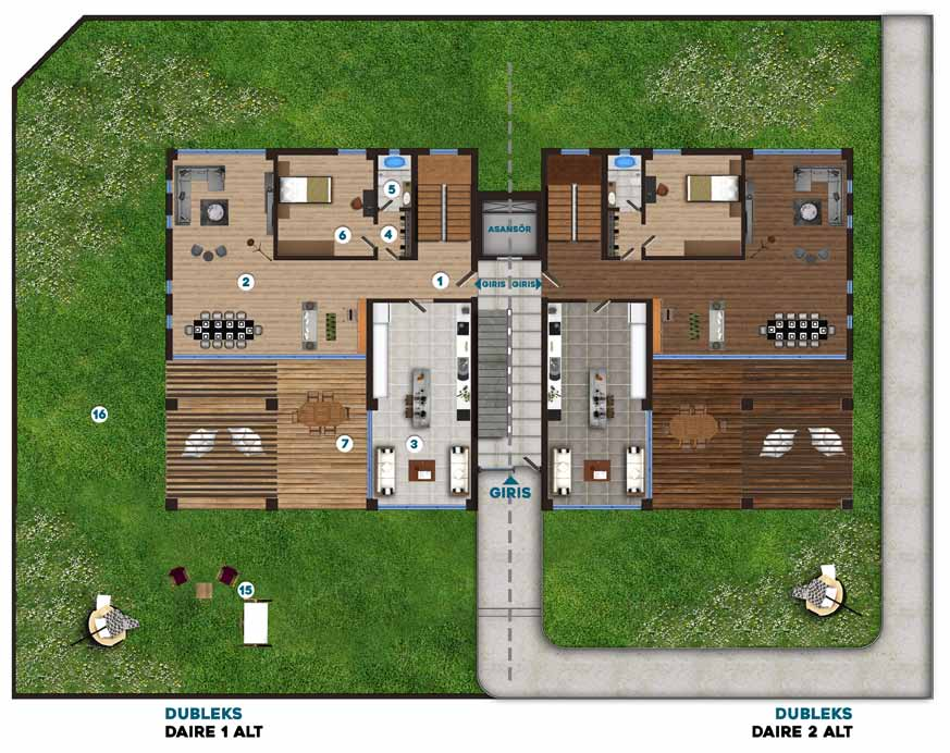 CTİPİ 4+1 DUBLEKS PLANI 300.02 M 2 1. 2. 3. 4. 5. 6. 7. 8. 9. 10. 11. 12. 13. 14. 15.