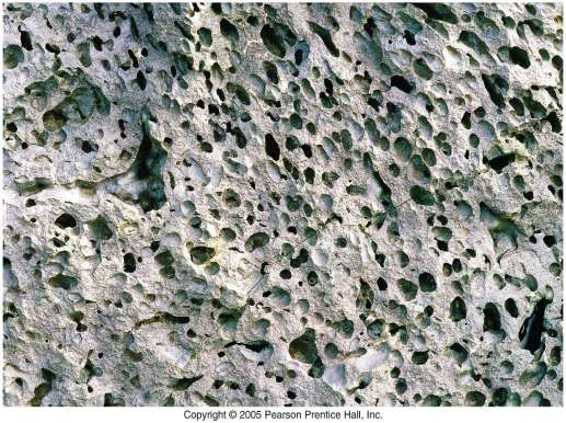 Gözenekli (Vesiküler) Doku Genelde Afanitik kayaçlarda yaygın Vesiküller magmadaki gaz kabarcıklarının