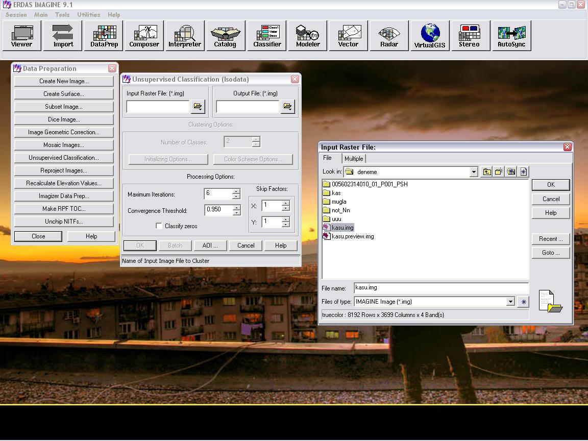 2- Açılan pencereden input Raster File yazan