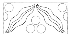 42 2.1.4.6. Çintemani Şekil olarak üçgen formda, birisi üstte ikisi altta olmak üzere aynı boyuttaki üç nokta ve yatay şekilde iki dalgalı çizgiden oluşan bu motif Orta Asya kaynaklıdır.