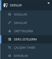 Ders akışlarım, Sınavlarım, Ders Listelerim ile ilgili