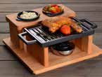 Rear Side: Smooth Surface Front Side: Grill Shape LV ECO HP 2215 T13 K4 w: 25cm l: 35cm h: 4,1cm - 1-2 3,54 kg HOT PLATE HOT PLATE Description: Hot Plate and wooden platter, Rectangular.