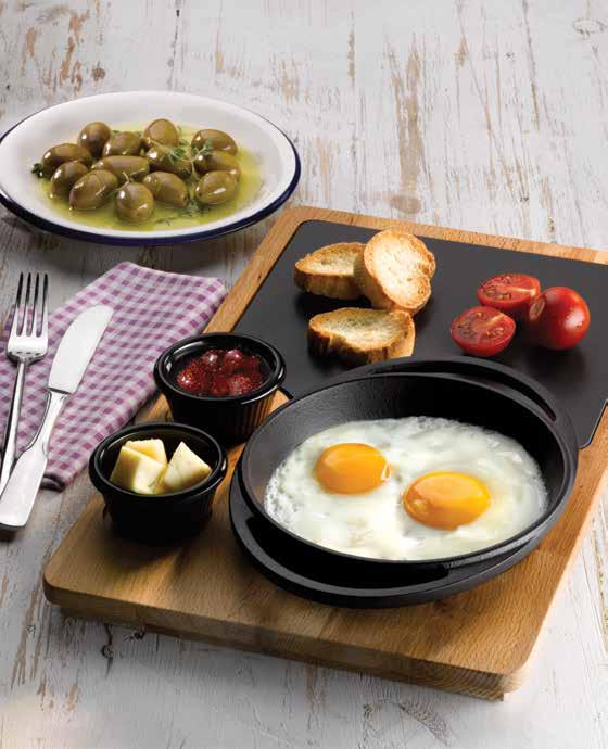 155 Combinations: CAST IRON COOKWARE + WOODEN & PORCELAIN SERVICE PLATTERS Kombinasyon: DÖKÜM DEMİR PİŞİRME + AHŞAP ve PORSELEN SERVİS TAHTASI LV ECO Y STV 12 K44 w: 25cm l: 39,5cm h: 2,5cm 0,20 lt 1