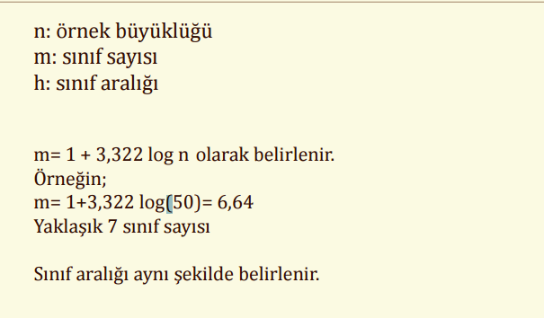 Bir sınıfın ne kadar geniş olacağını ifade eder ve aşağıdaki şekilde hesaplanır.