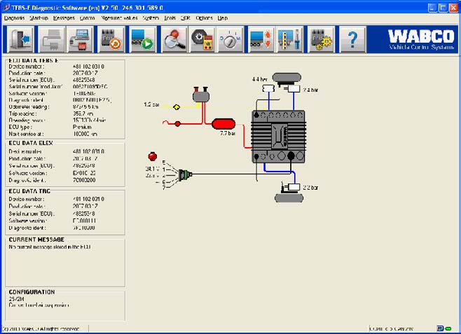 WABCO Sistem Diyagnozu Diyagnoz yazılımının kullanım yüzeyi çok düzenli ve kolay anlaşılabilir bir yapıya sahiptir.