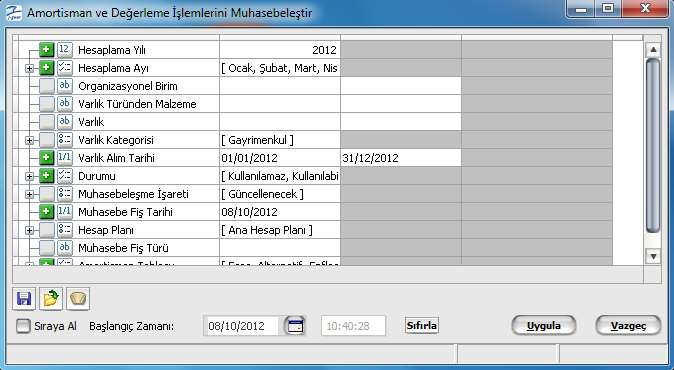 Amortisman ve Değerleme İşlemlerinin Muhasebeleştirilmesi Varlıklara ait amortisman ve değerleme işlemlerinin muhasebeleştirilmesi, Genel Muhasebe program bölümünde İşlemler menüsü altında yer alan