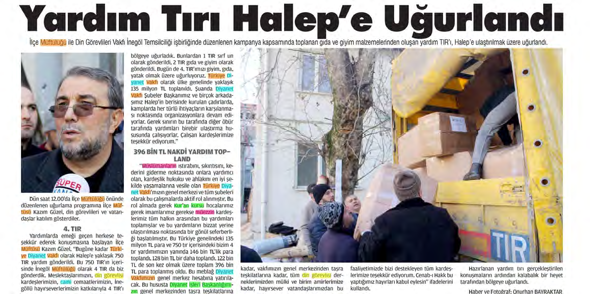 HABER YORUM Tarih : 23.1.2017 HAFTADA 6 GÜN YERE.