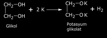 1 2 1 2 Keton NaB 4 veya 2 /Pt Sekonder alkol 5- Glikozun Fermantasyonu (Etil Alkol Özel Eldesi): 6 12 6 + Zimas enzimi (Maya) 2 2 5 + 2 2 Glikoz Etil alkol ALKLLEİN KİMYASAL TEPKİMELEİ: 1- Yanma