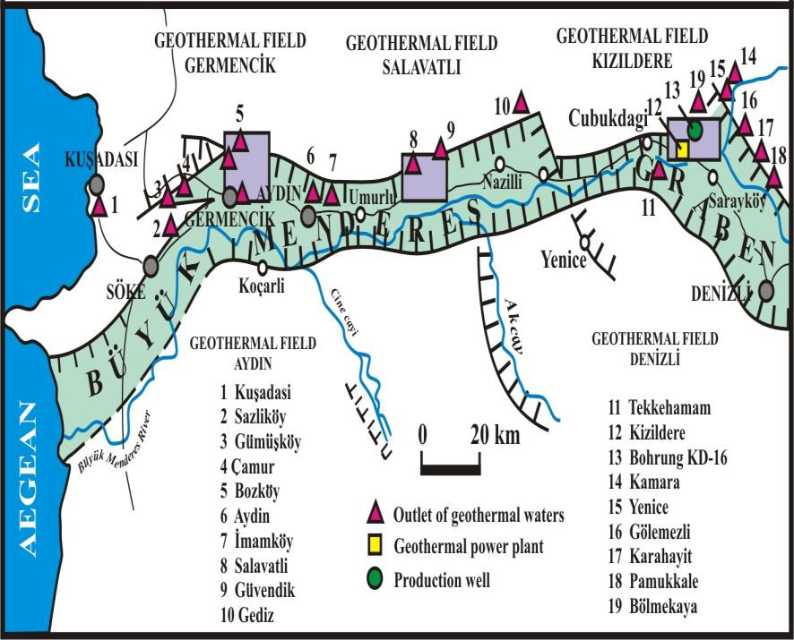 10 Şekil 1. Büyük Menderes Grabeninde ortaya çıkan jeotermal alanlar (Anonim, 2017) 2.3.