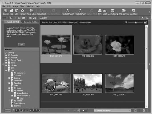Resimleri Görüntüle Aktarma tamamlandığında resimler, ViewNX 2'de görüntülenir. A ViewNX 2'yi Manuel Olarak Başlatma Windows: Masaüstündeki ViewNX 2 kısayoluna çift tıklayın.