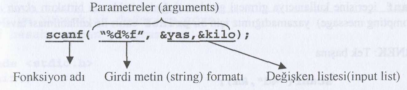 satır z = %d,m = %d,m=%c\n",z,m,m) ; printf("6. satır z = %x,z = %X, z = %o\n", z,z,z) ; printf("7.