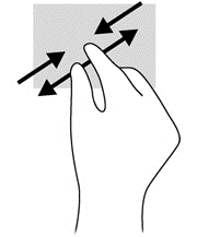 İki parmağınızı aralıklı olarak Dokunmatik Yüzey alanına yerleştirip, ardından birbirine yaklaştırarak uzaklaştırma yapın.