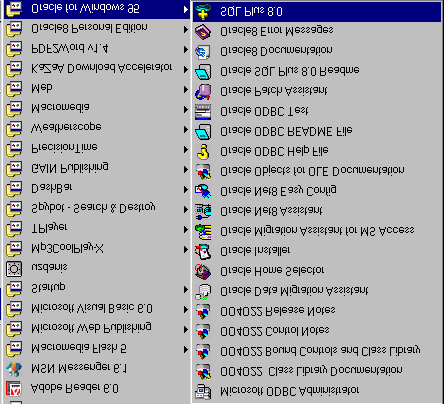 yapılabileceği programlar, yardım dosyaları ve SQL ile ilgili programlar bulunur. SQL Plus 8.