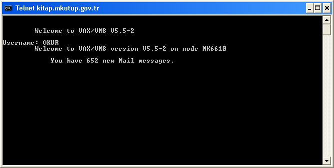 ÖRNEKLER telnet kitap.mkutup.gov.