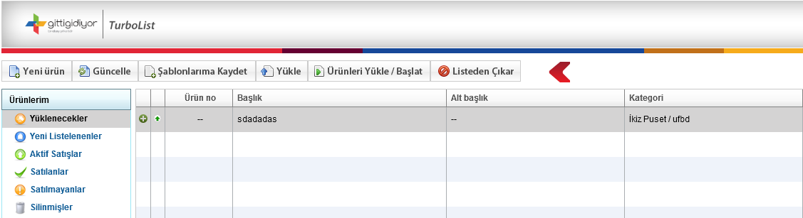 Ekranın sağ üst köşesindeki Filtrele butonuna tıklayarak arama ekranına ulaşabilirsiniz. Şablonlarım klasöründe ürünlerinizi Stok No, Başlık, Min-Max Fiyat, Kategori, Şablon Kategori, Format.