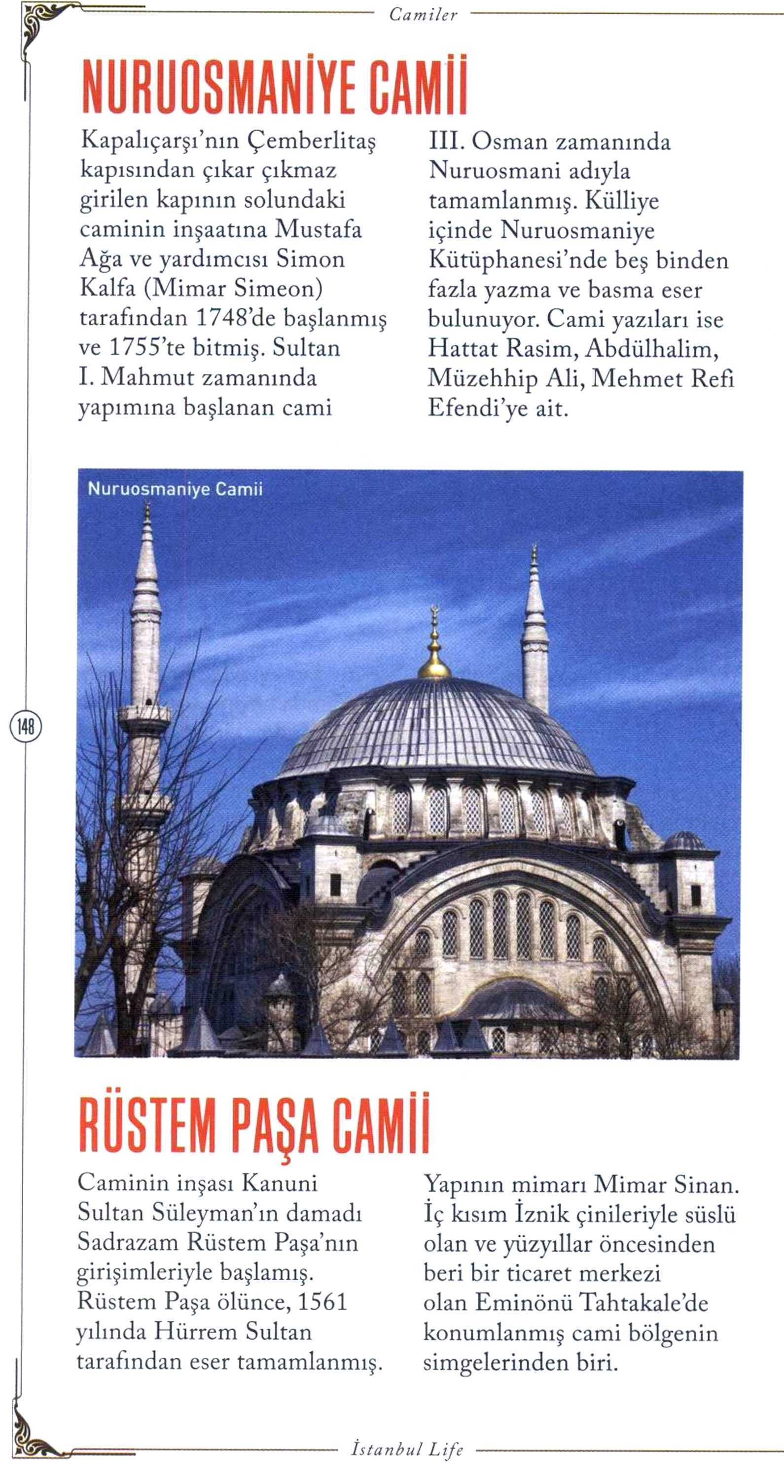 CAMILER Yayın Adı : Istanbul Life Gezi Rehberi Sayfa : 148