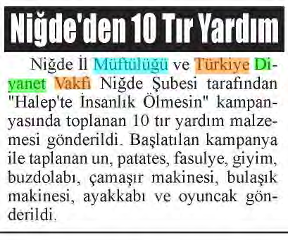 NİĞDE HABER Tarih : 04.01.2017 HAFTADA 6 GÜN YERE.