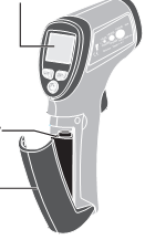 6 Ölçüm operasyonu 6-1 Cihazı tutma kolundan tutarak ölçülecek yüzeye tutunuz. 6-2 Cihazı çalıştırmak için tetiğe basınız ve ölçüme başlayınız. Ekran, pil durumu iyiyse aydınlanacaktır.