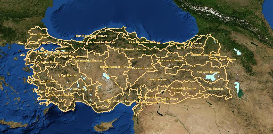 Türkiye de Arazi Varlığı ve Kulanım Durumu Su Yüzeyleri Yerleşim ;2