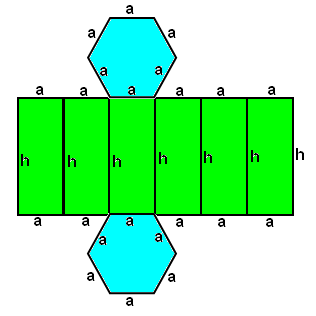 Üst taban 6 tane eş eşkenar üçgenden oluşur. Alt ve Üst taban birbirine eş düzgün altıgendir.