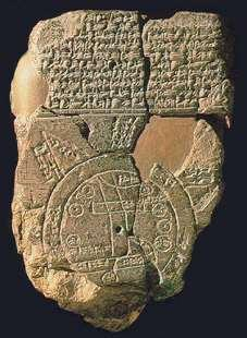 M.Ö. 600 ler civarına ait bu kilden tablette eski Babil in bir haritası çizilmiştir A. ASTRONOMİ: -Modern astronominin temelinde Mezopotamya astronomisi var.