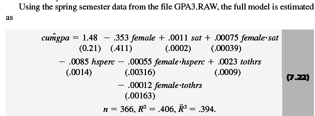 Modele sabit ve eğim kuklaları koyuyoruz : Erkek ve kız atletlerin notlarını aynı regresyonla açıklayabiliriz şeklindeki H o hipotezi şöyle olacaktır : Eğer H 1 kabul edilirse, yani katsayıların en