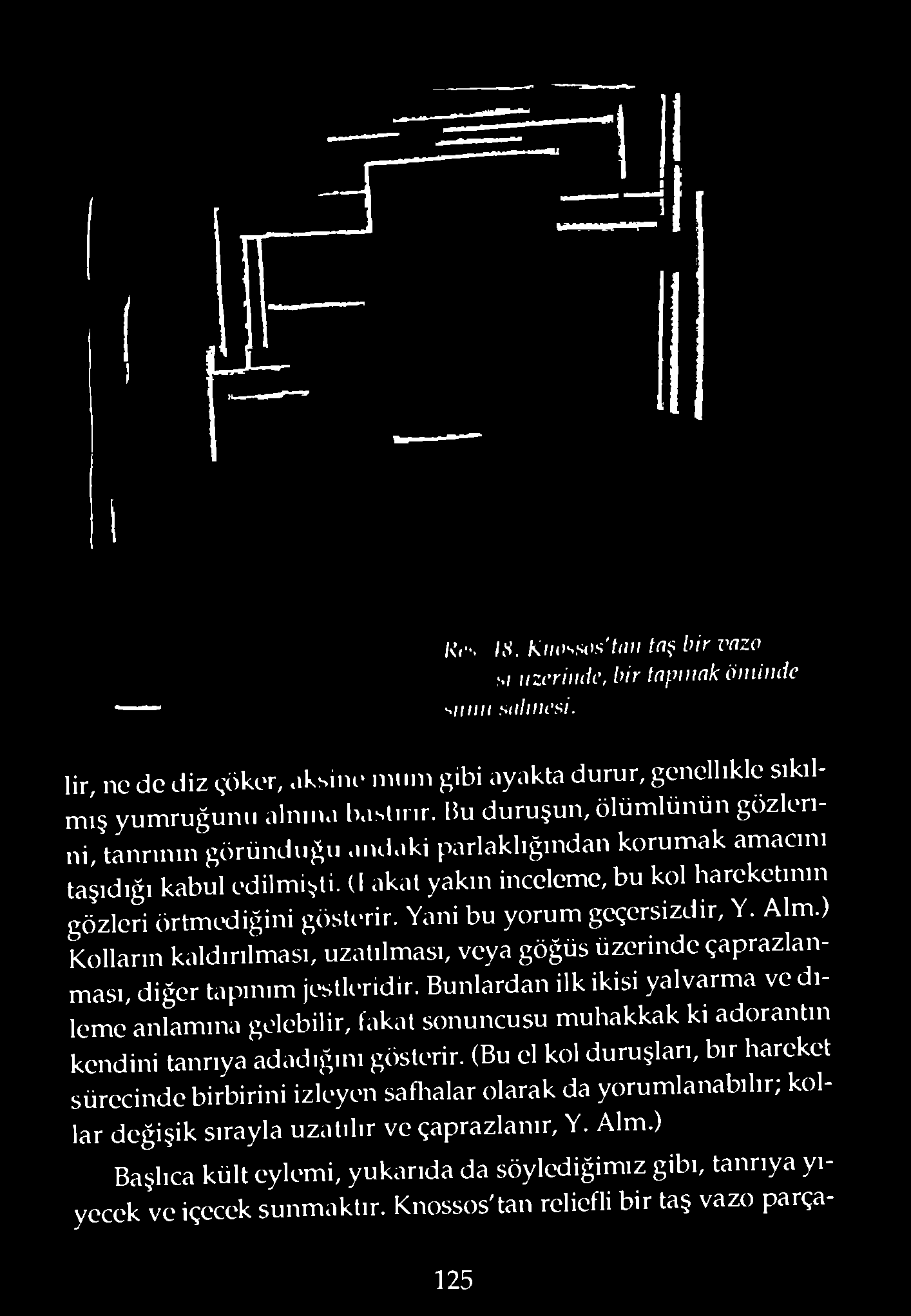 K,". ;>S. Ki((iss(is'f(i/ı tnş hir vnzo M uzcrimic, bir tnpiıınk öıninde,1111li sıilına^i. lir, ne dc diz çöker,.ıksinc nııını gibi ayakta durur, genellikle sikilmiş yumruğunu alnına kıslın r.