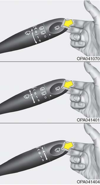 Arac n z n özellikleri A Tipi B Tipi OPA041069 Cama, cam y kama s v s püskürtmek ve silecekleri 1-3 tur çal flt rmak için, kolu OFF konumundayken hafifçe kendinize do ru çekiniz.