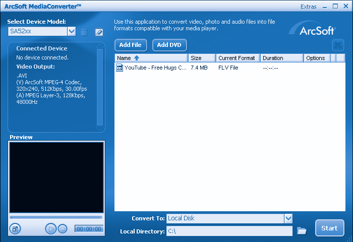 İpucu Ayrıca, Windows Gezgini'ni kullanarak dosyaları seçebilir ve bunları MediaConverter for Philips ekranına