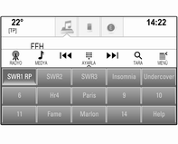 Bilgi ve Eğlence Sistemi 165 ses tonu ayarları ana ekran uygulamaları Ekranın altında etkileşim seçim çubuğu gösterildiğinde favorilerden bir satır görüntülemek için: n seçin.