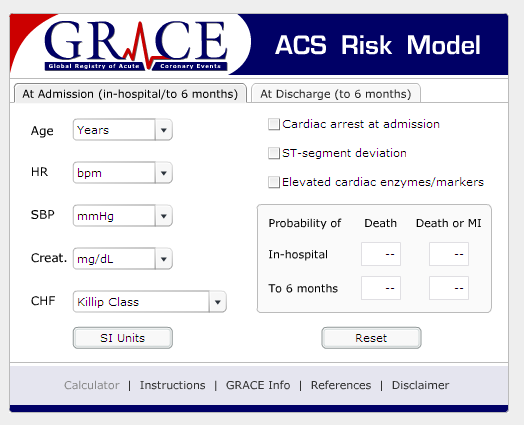 GRACE, Web tabanlı risk skoru