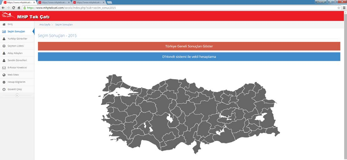 SEÇİM SONUÇLARI İZLEME BÖLÜMÜ: Bu bölümde seçilen seçim çevresi ile ilgili genel durum anlık olarak grafiklerle ve istatistiklerle izlenebilecektir.