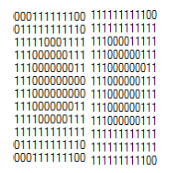 Otomatik eşikleme yönteminde 0-255 arasında ifade edilen siyah-beyaz giriş örüntüsünde piksel değeri 127 den düşük olanlar 1, eşit ve yüksek olanlar ise 0 olarak etiketlenmiştir.