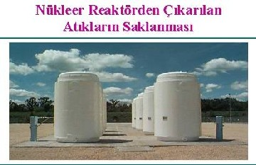 NÜKLEER ENERJİ VE ÇEVRE ATIKLARIN SAKLANMASI 30 yıl 5 m yüksekliğinde ve 3 m çapında özel koruma kaplarında