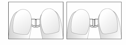 İki elin de işaret parmaklarını çentik uçlarına koyduktan sonra tableti iterek kırınız (Şekil 1 ve 2). Çeyrek tabletler yarım tabletlerin aynı şekilde kırılmasıyla elde edilir (Şekil 3 ve 4).